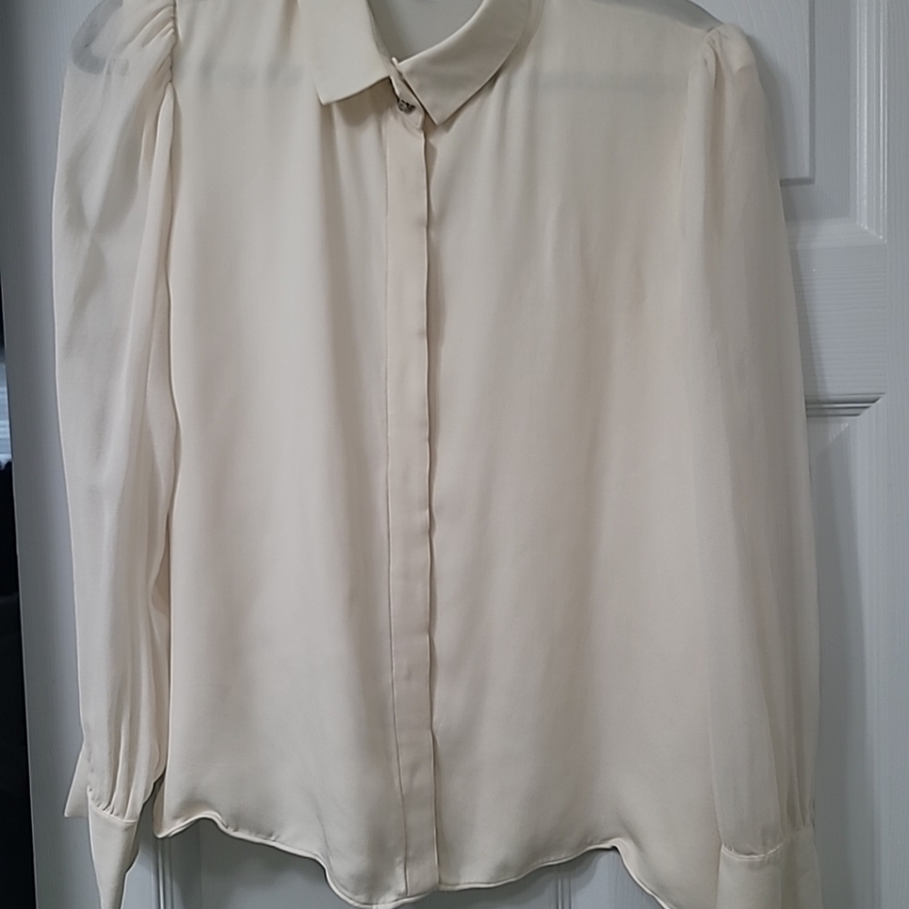 Anne Klein silk blouse cream size 14